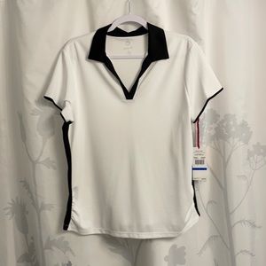 - Brand new black and white golf shirt size XL
